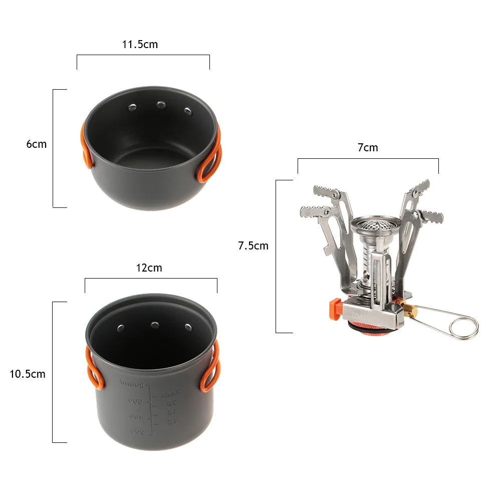 TOMSHOO Camping al aire libre senderismo utensilios con Mini Camping encendido piezoeléctrico estufa plegable cocina Picnic Pot Set 'cook