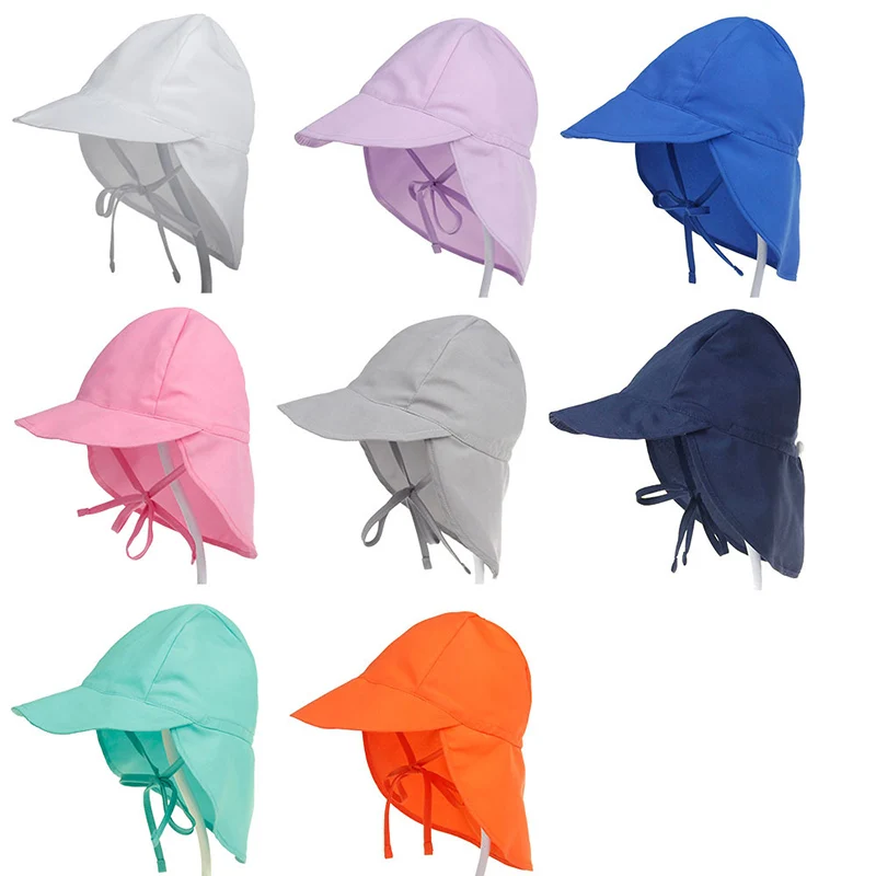 

Summer Baby Sun Hat Children Outdoor Neck Ear Cover Anti UV Protection Beach Caps Kids Boy Girl Swimming Flap Cap For 4-20months