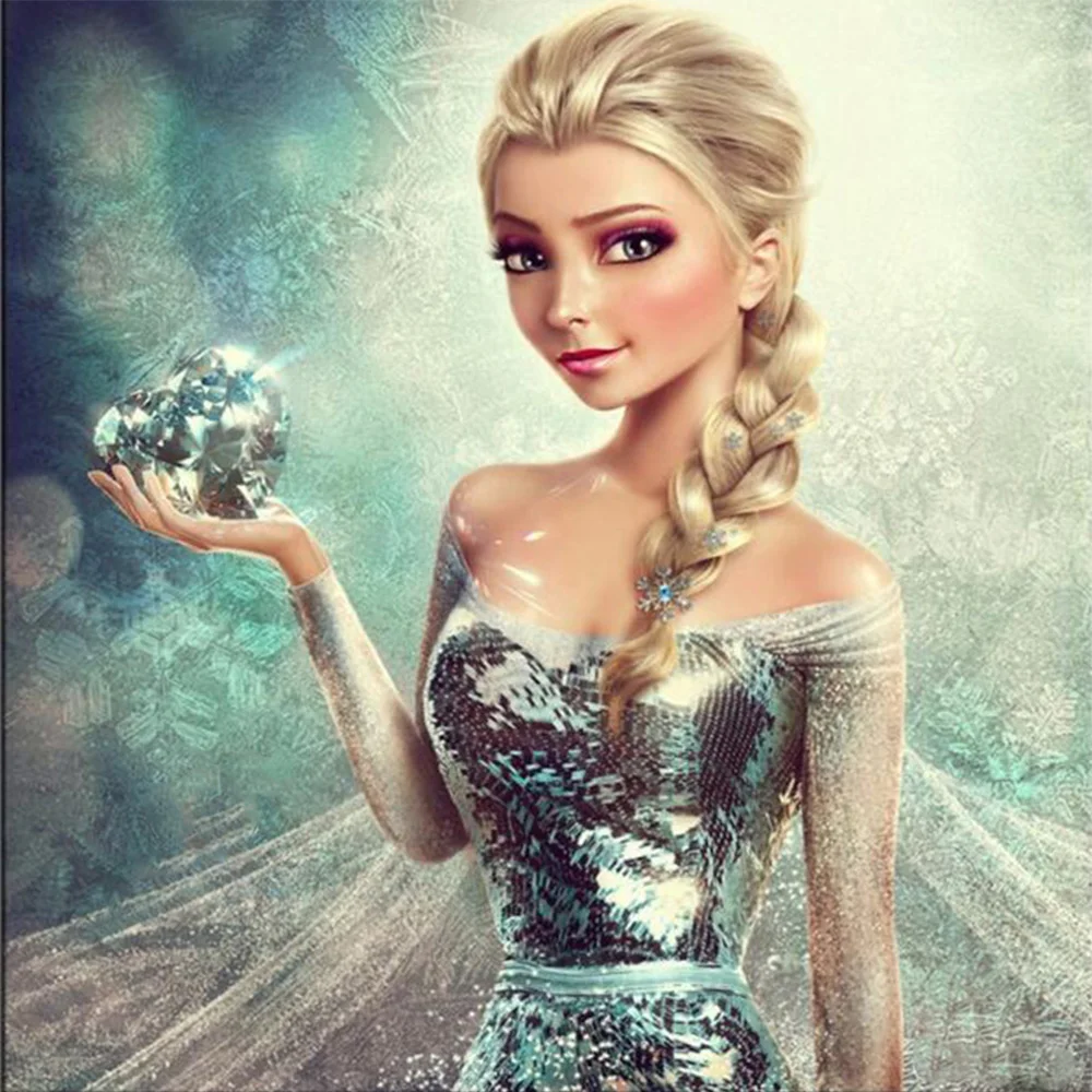 

5D DIY Diamond Painting Ice Snow Cartoon Girl Crystal Diamond Painting Cross Stitch Portrait Hand Home Decorative YZ40