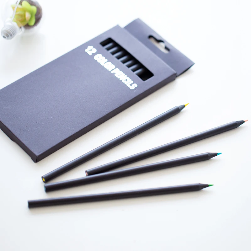 

12 Colors Oily Pencils Professional Colored Pencil Set Black Wooden Pencil for Art School Student Stationery Sketch Supplies