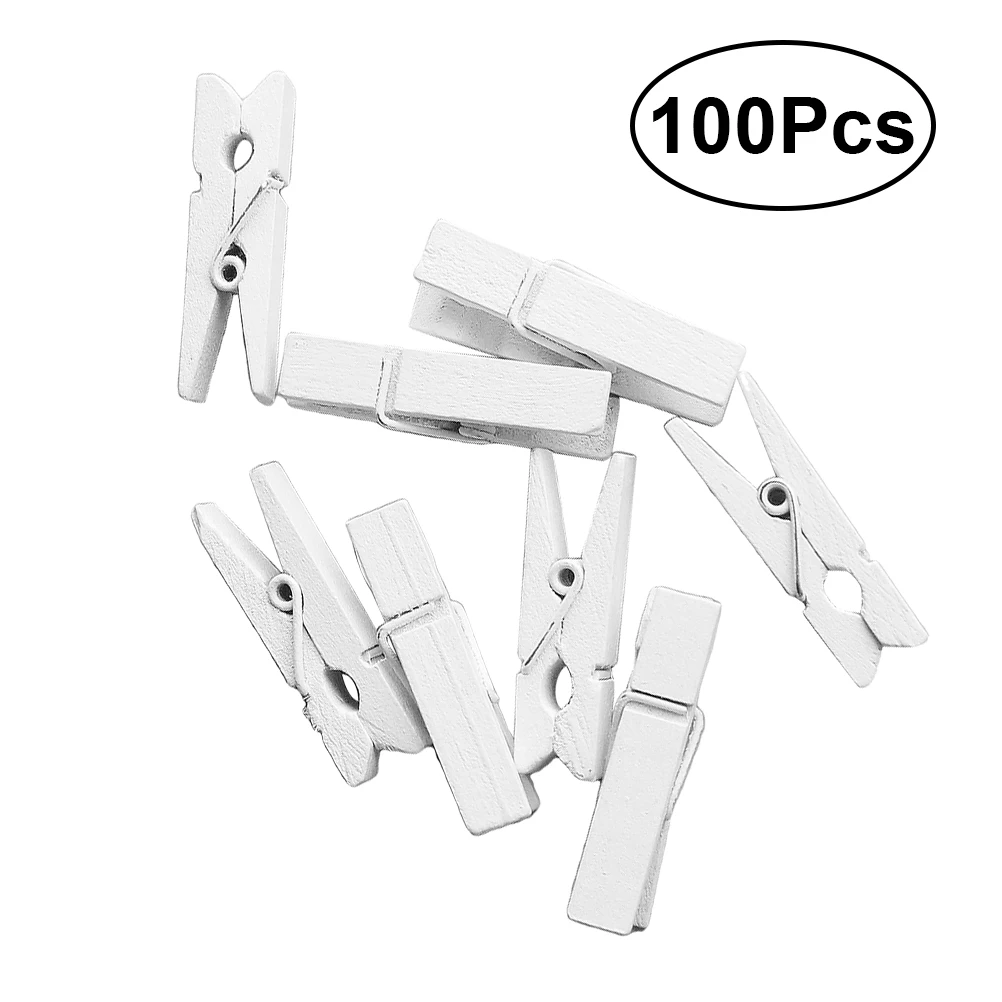 

100pcs Mini Natural Wooden Paper Clips Utility Versatile Clothespin Picture Photo Cable Pictures Organizer Clips for Photos