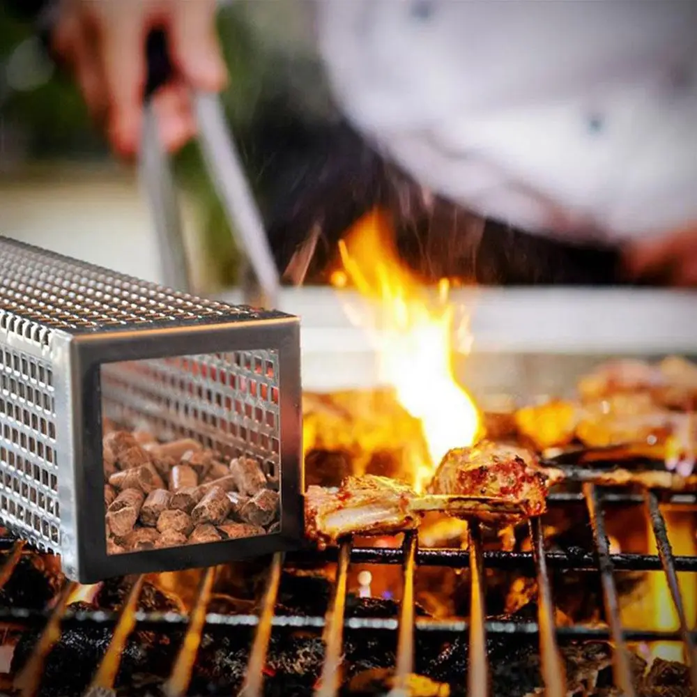 Сетка из нержавеющей стали курильщик труба круглая квадратная BBQ гранулы трубка курительная сетчатая трубка мясо барбекю труба фильтр Инструменты для барбекю на открытом месте