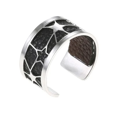 Кремо, регулируемые французские серебряные кольца для женщин, Подарочные Кольца-манжеты, кольца из нержавеющей стали, Сменное кожаное кольцо Bague для женщин