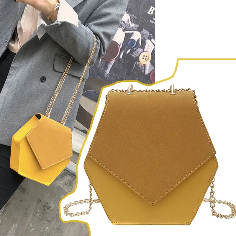 

Cute Women Matte PU Leather Shoulder Bag Sweet Chain Bag Office Irregular Crossbody Bags Best Sale-WT