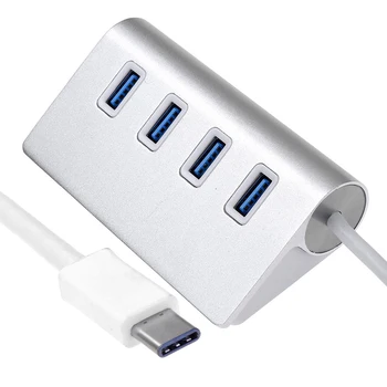 

High Speed Aluminum 4 Ports USB 3.1 Type-C to USB 3.0 Hub Portable For Macbook USB Type C OTG Hub For Xiaomi HTC Huawei