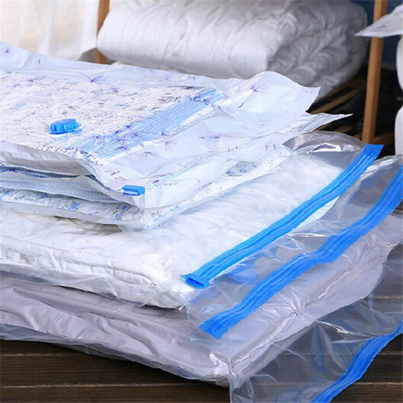 كبيرة حقيبة فارغة للملابس لحاف شفافة الحدود طوي مضغوط وسادة المنظم حقيبة التخزين الفضاء توفير ختم أكياس