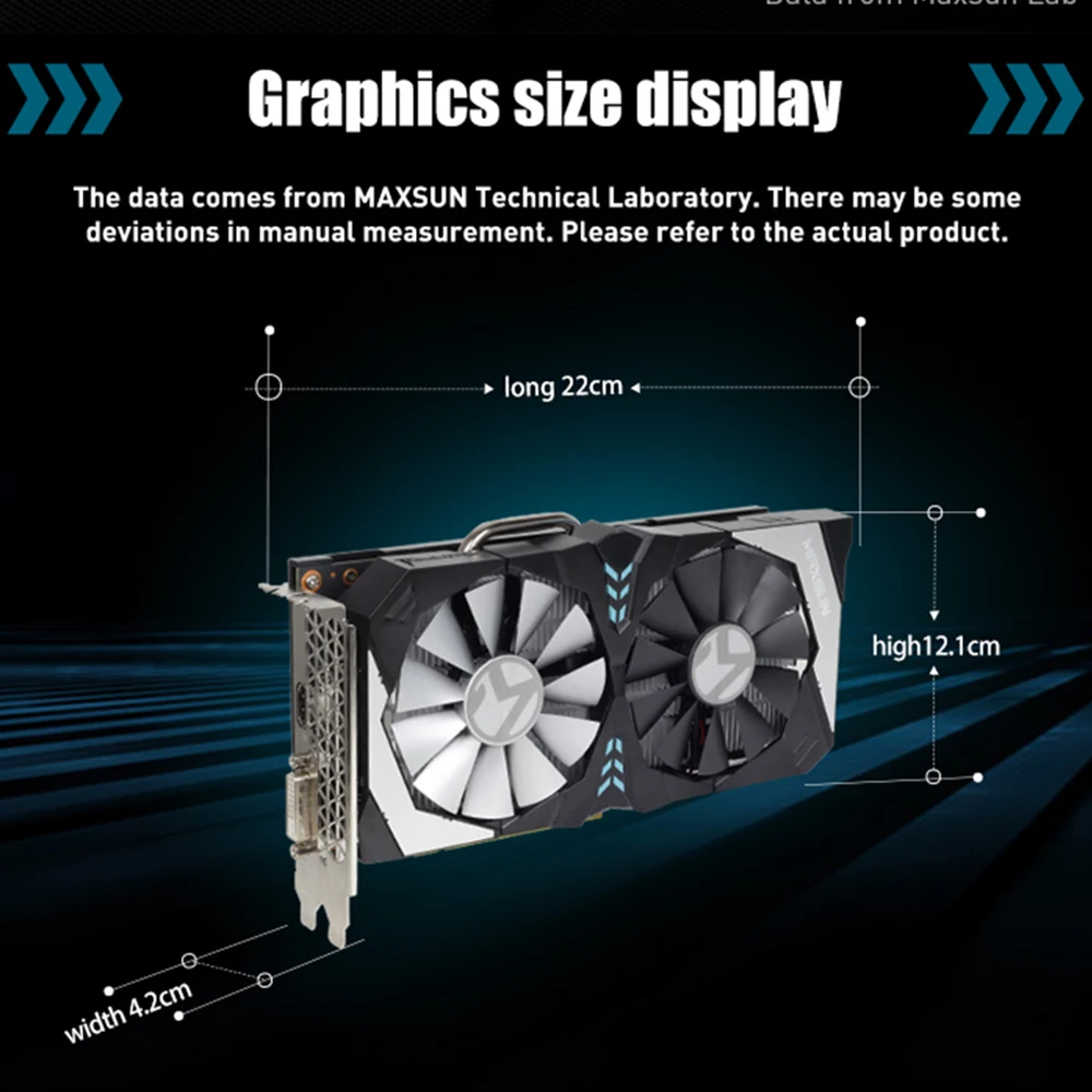 Графическая карта MAXSUN gtx 1650 4G NVIDIA 128 бит GDDR5 8000 МГц 1485 1665 HDMI + DVI 12 нм 896 блок 75 Вт gtx1650