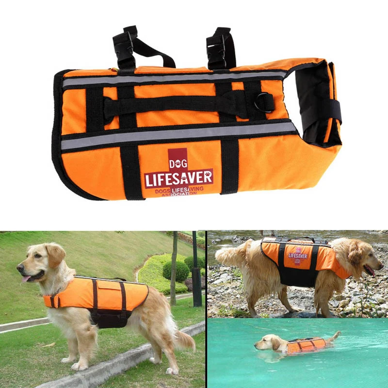 Orange, Medium Dog Life Jacket Pet Swimming Jacket Safety Swimsuit With Adjustable Belt Dog Life Jacket Vest for Swimming and Boating