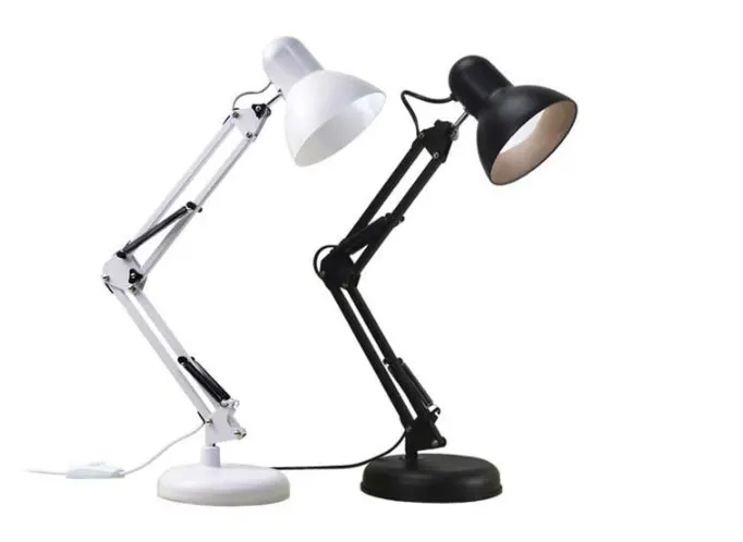 Длинные поворотные Регулируемые классические настольные лампы E27 LED с выключателем настольная лампа для офисного чтения ночник прикроватный дом