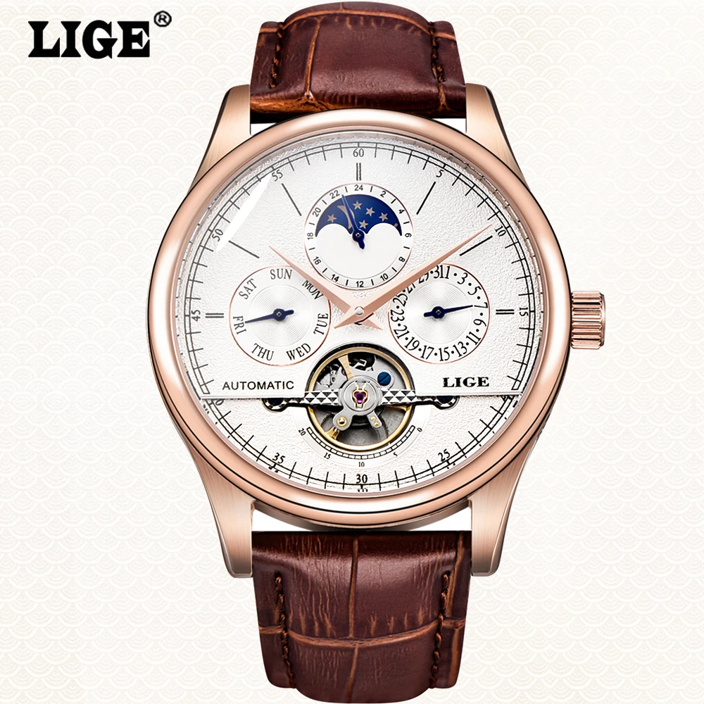 رجل الساعات التلقائي الميكانيكية ووتش توربيون ساعة الجلود عارضة الأعمال ساعة اليد relojes هومبر أعلى العلامة التجارية ييج N0.1