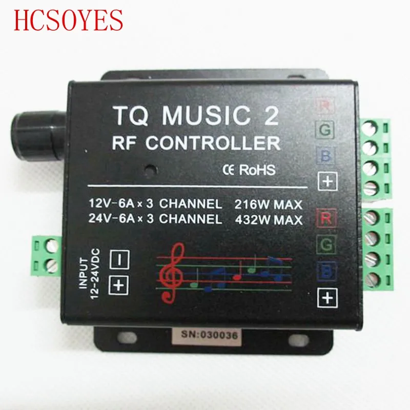 DC12V 24 В 18A 6x3A Музыка 2 контроллер светодиодный RGB Музыка Звук чувствительность контроллер с RF беспроводной пульт дистанционного управления для RGB Светодиодные полосы