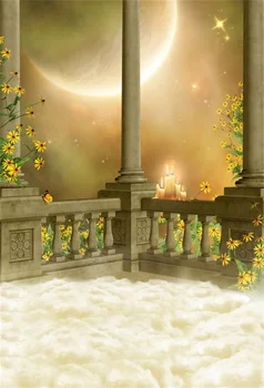 

Laeacco Fairytale Shiny Moon Star Flower Butterfly Pavilion Candle Baby Photo Backgrounds Photography Backdrops For Photo Studio