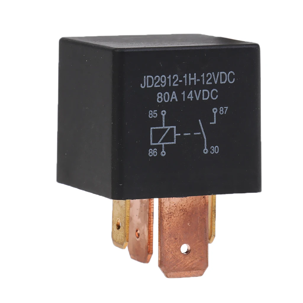 

Universal 12V Relay 4 PIN Automotive 80AMP 80A Changeover Normally Open Contact Electronic Relay Auto Relay Black