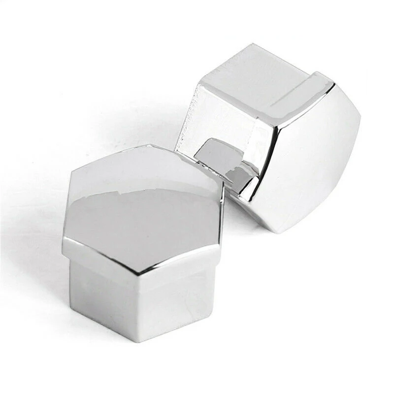 20pcs 19mm Car Alloy Wheel Nut Bolt Covers Caps Chrome Silver + 2pcs Clips Removal Tool