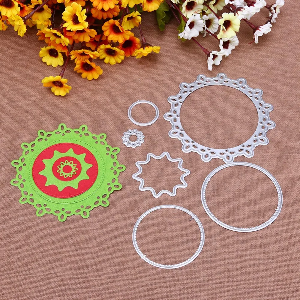 6 PCS/Sets Circle Frame Metal Cutting Dies For DIY Scrapbooking Photo