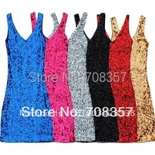 Wholesale Hot Fashion Spiral New Sequin Trim Vest Sexy Dress Lady Sequin Vest Women Dress Casual dressess ML