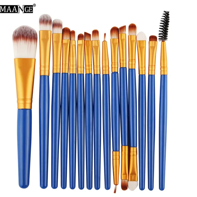 MAANGE Pro 15Pcs Makeup Brushes Set Eye Shadow Foundation Powder Eyeliner Eyelash Lip Make Up Brush Cosmetic Beauty Tool Kit Hot -