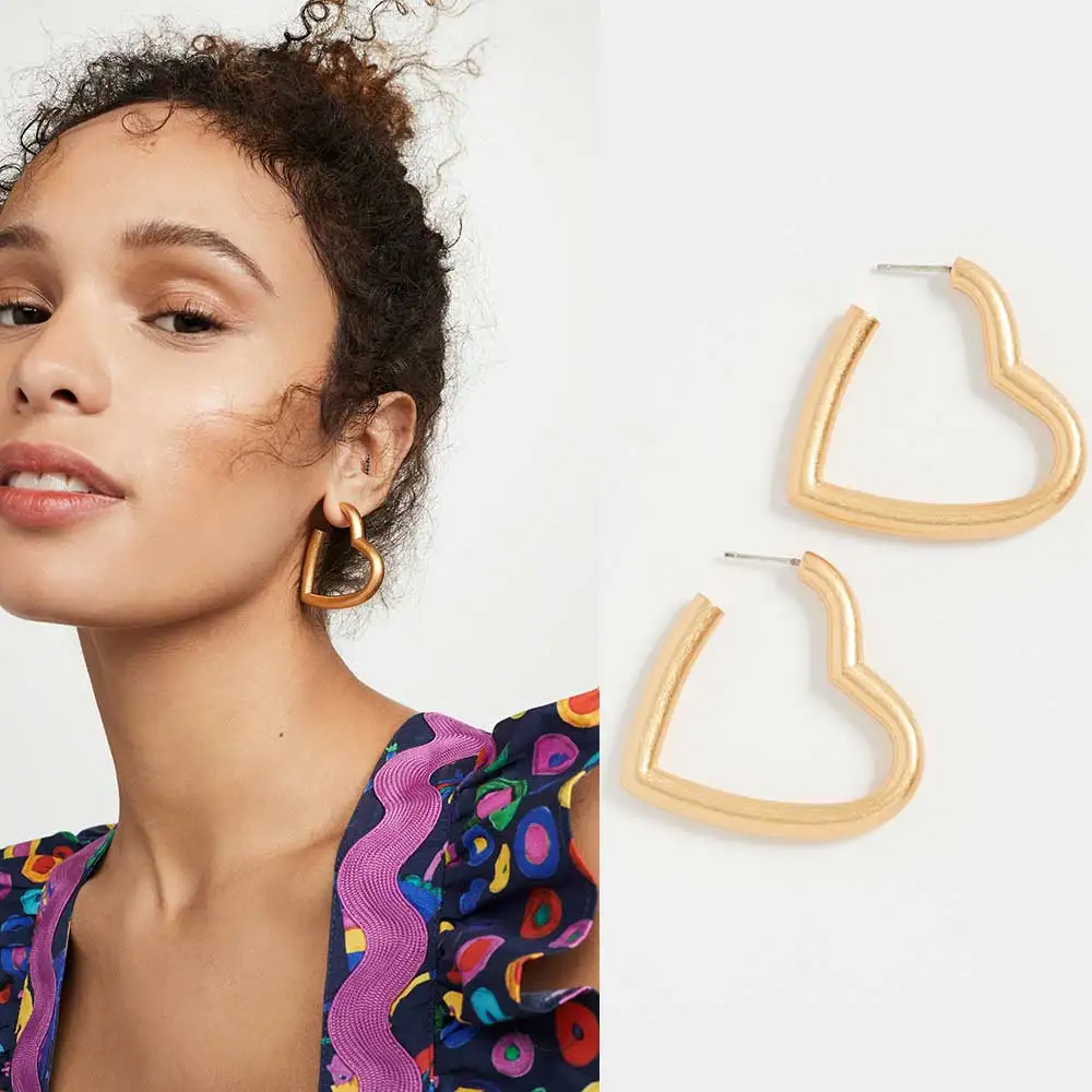 

Dvacaman Trendy CZ Heart Drop Earrings Women Gold Color Copper Big Statement Earrings Girl Party Jewelry Female Bijoux Gift Love
