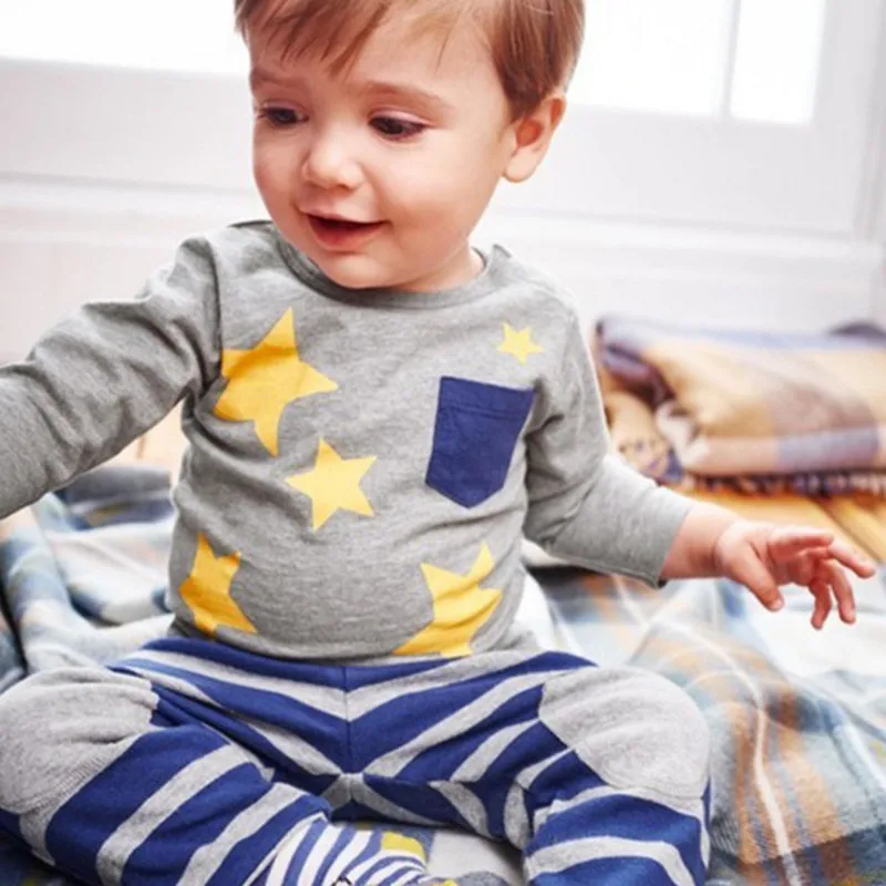 

Little maven children brand clothing spring spring fashion boys cotton long sleeve star print pocket t shirt CT070