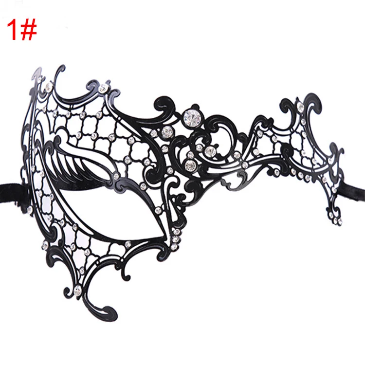 Маска venise из кованого железа, Венецианская маска с металлическими бриллиантами, праздничная Маскарадная маска принцессы для взрослых, маска для лица, пара масок - Цвет: 1