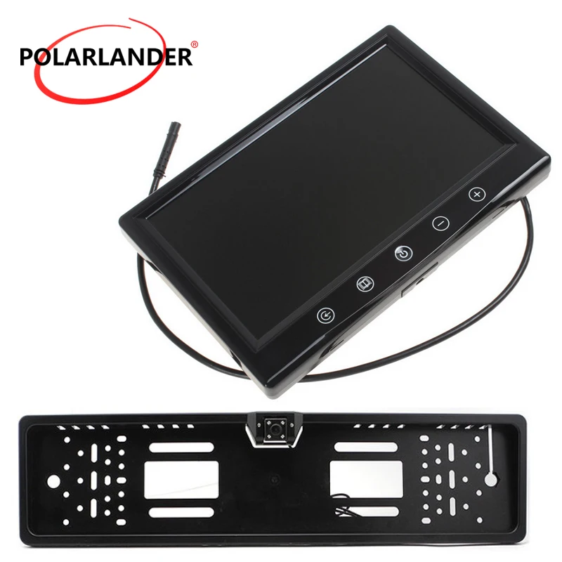 

9"TFT Car Monitor Wireless Transmitter 16 LED Parking Monitor HD Desktop Silver/Black European License Plate Reversing Camera