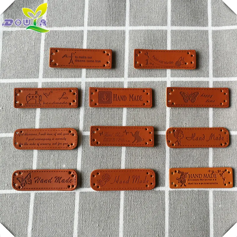 Free Shipping Diy Handmade Tag 100Pcs/Lot Pu Leather Hand Made Tags For Clothing Customized Brand Logo Garment Labels | Дом и сад