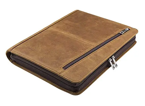 

Padfolio Organizer Genuine Leather Compact Portfolio Case with Letter Size (A4) Paper Notepad Business Carrying Case Vintage