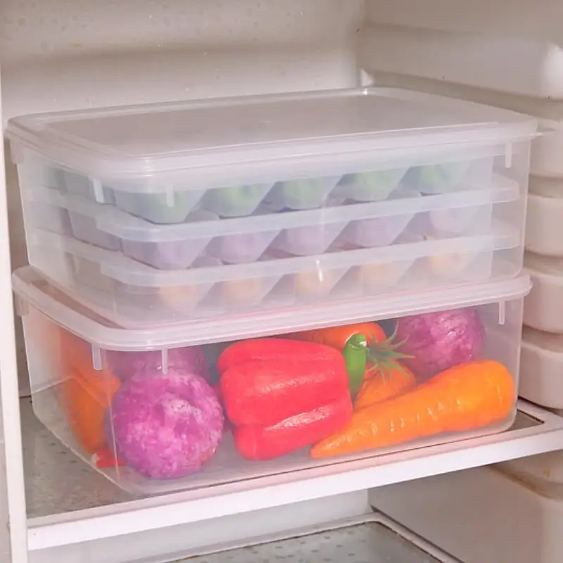New Refrigerator Fresh Keeping Storage Case Holder 3-Layers Dumpling Box Thawing Box