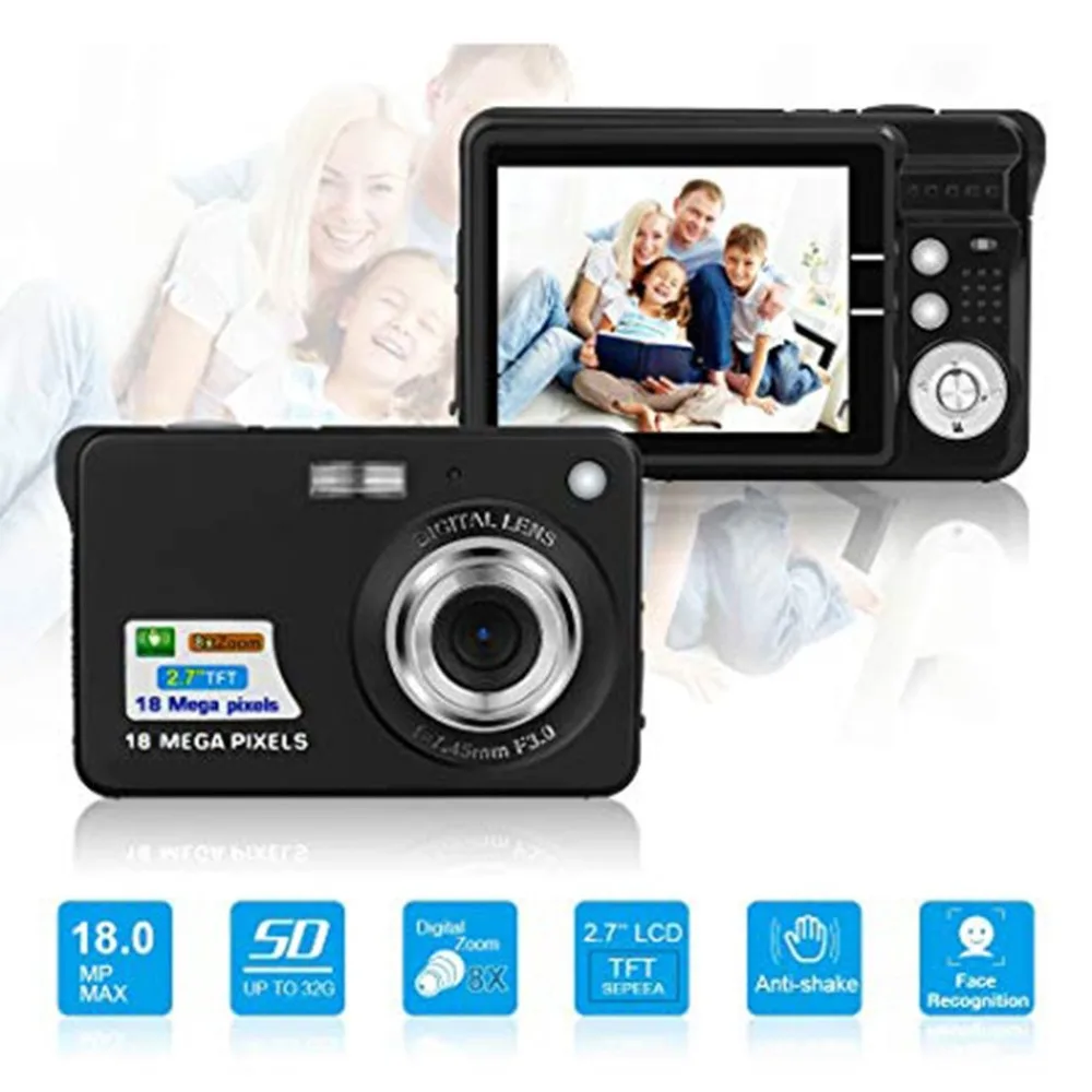 2,7 pulgadas ultrafino 18 MP Hd cámara Digital cámara de vídeo para niños cámaras digitales estudiantes cumpleaños mejor regalo