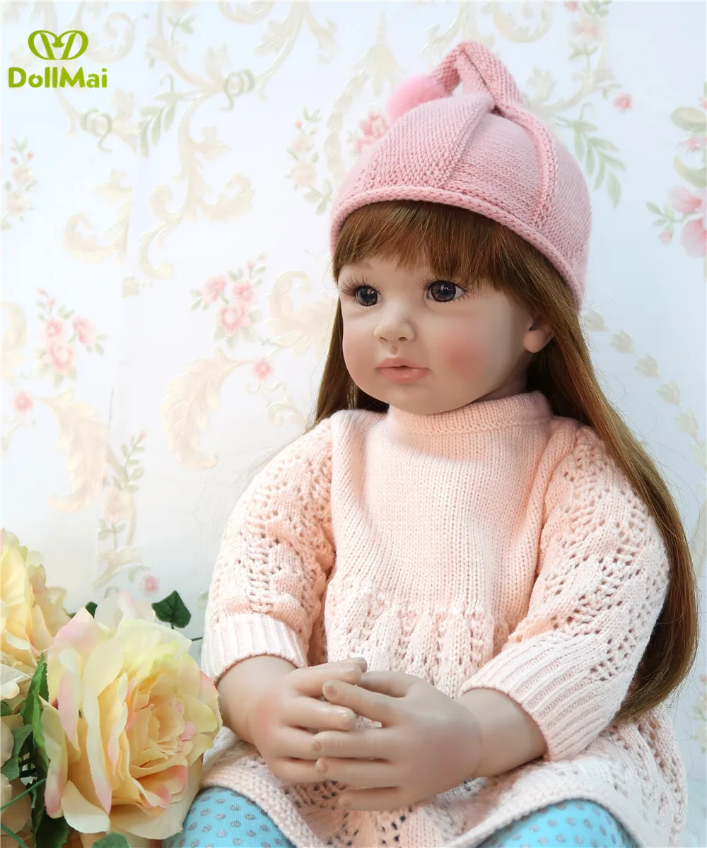 Bebes Reborn Dolls de Silicone Girl хлопковое тело 60 см младенец Кукла реборн игрушки для детей Новорожденный ребенок bebe кукла rebon подарки