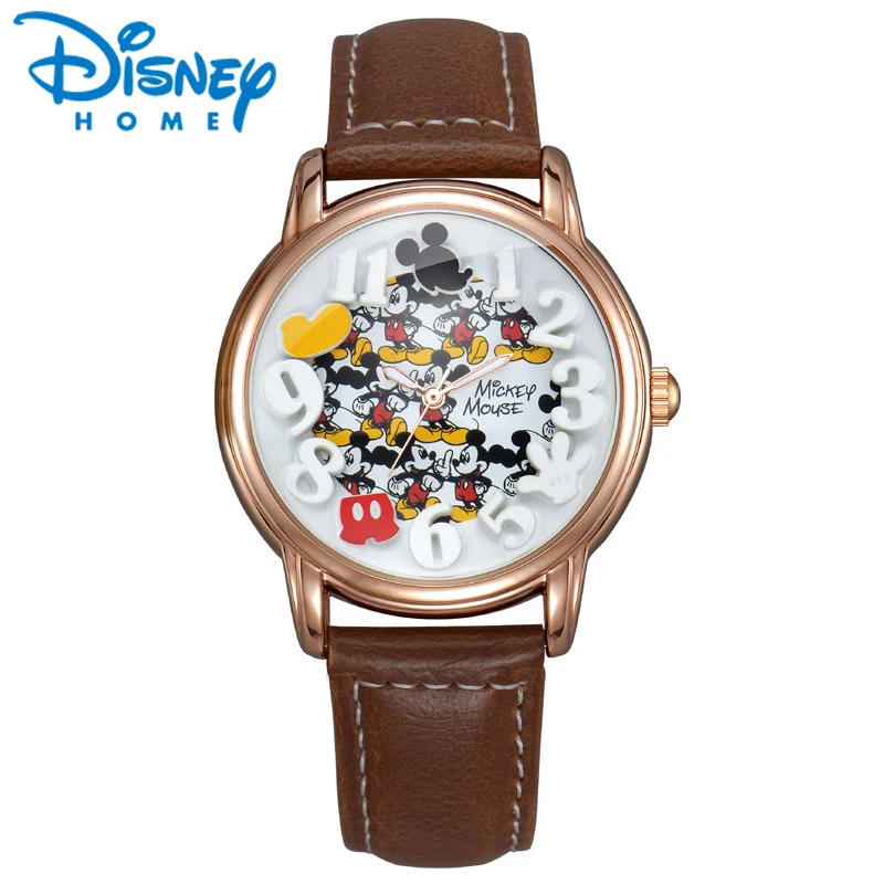

Disney Watch Mens Watches Top Brand Luxury Gold Black Leather Strap Quartz Mickey Mouse Watch Fashion Casual Relogio Masculino
