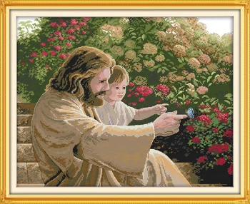 

Jesus and a kid Counted 11CT Printed 14CT DMC Cross Stitch Set DIY Chinese Cotton Cross-stitch Kit Embroidery Needlework