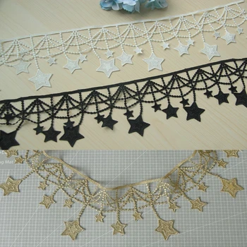 

10.5cm Wide Stars Gold Tassels Lace Fringe Lace Trim Ribbon Costume Home Textile Curtains Decor Trims Clothes Sewing Accessories