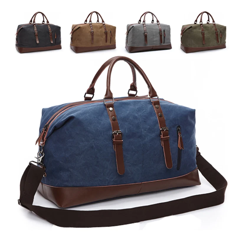 

2019 New Men Big Large Capacity Large Weekend Bag Canvas Travel Bags Travel Tote Carry on Luggage Solid Outdoor travel luggage