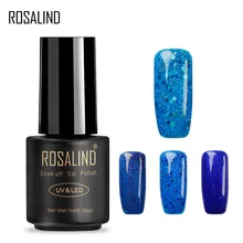 ROSALIND гель 1S Горячая синий цвет Алмазный Блеск ногтей УФ Блеск маникюр Гель-лак для ногтей Полупостоянный
