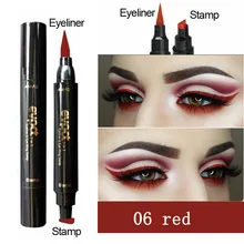 7 Colorful Liquid Eyeliner Stamp Pencils Double-Headed Thin Wing Seal Waterproof Makeup Eye Liner Blue Black Brown TSLM1