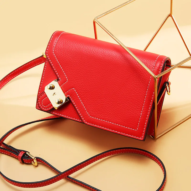 

Special Luxury Fashion Genuine Leather Woman Bag Litchi Grain Version Lichee Pattern Messenger Single Shoulder Small Square Bag