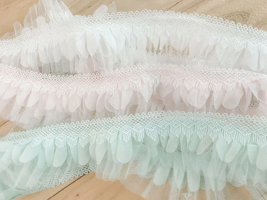 

hot sale Quality 6.5cm Candy-colored three-layer creased lace skirt lengthened