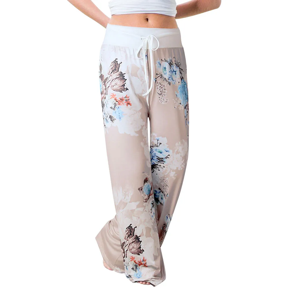 

Telotuny women pants summer Ladies Floral Prints harem pants wide leg pants women Polyester Drawstring trousers women JL 20