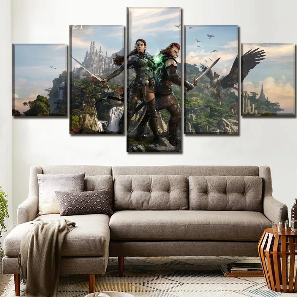 

Wall Art Pictures Decor Framework 5 Piece The Elder Scrolls Online Summerset Game Poster Canvas Print Modern Artwork Home Decor