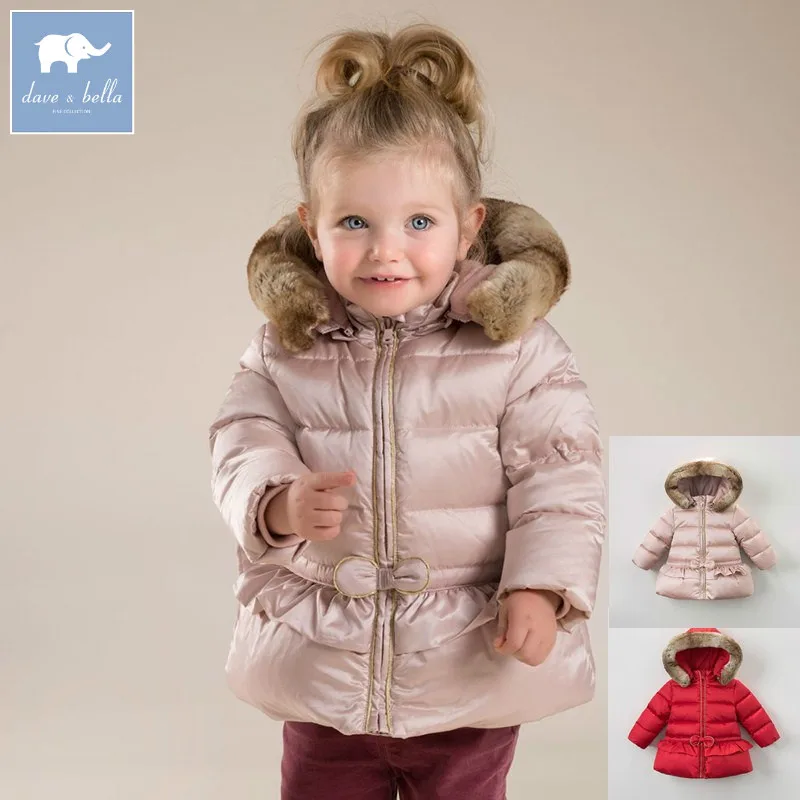 

DB4126 dave bella winter baby girls red pink white duck down coat