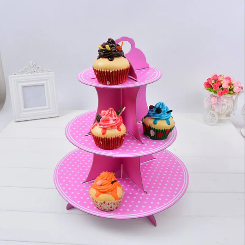  3Layer Paper Round Cup Cake Stand Cup Holder Wedding Birthday Party Decorations Events Dessert Suga