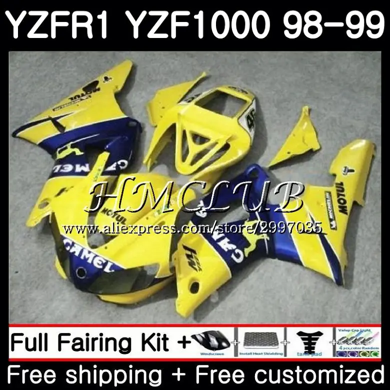 Комбинезоны для Yamaha YZF 1000 YZF1000 желтый верблюд YZF R1 1998 1999 кадров 18HC. 14 YZF R 1 YZF-R1 98 99 YZF-1000 YZFR1 98 99 обтекателя
