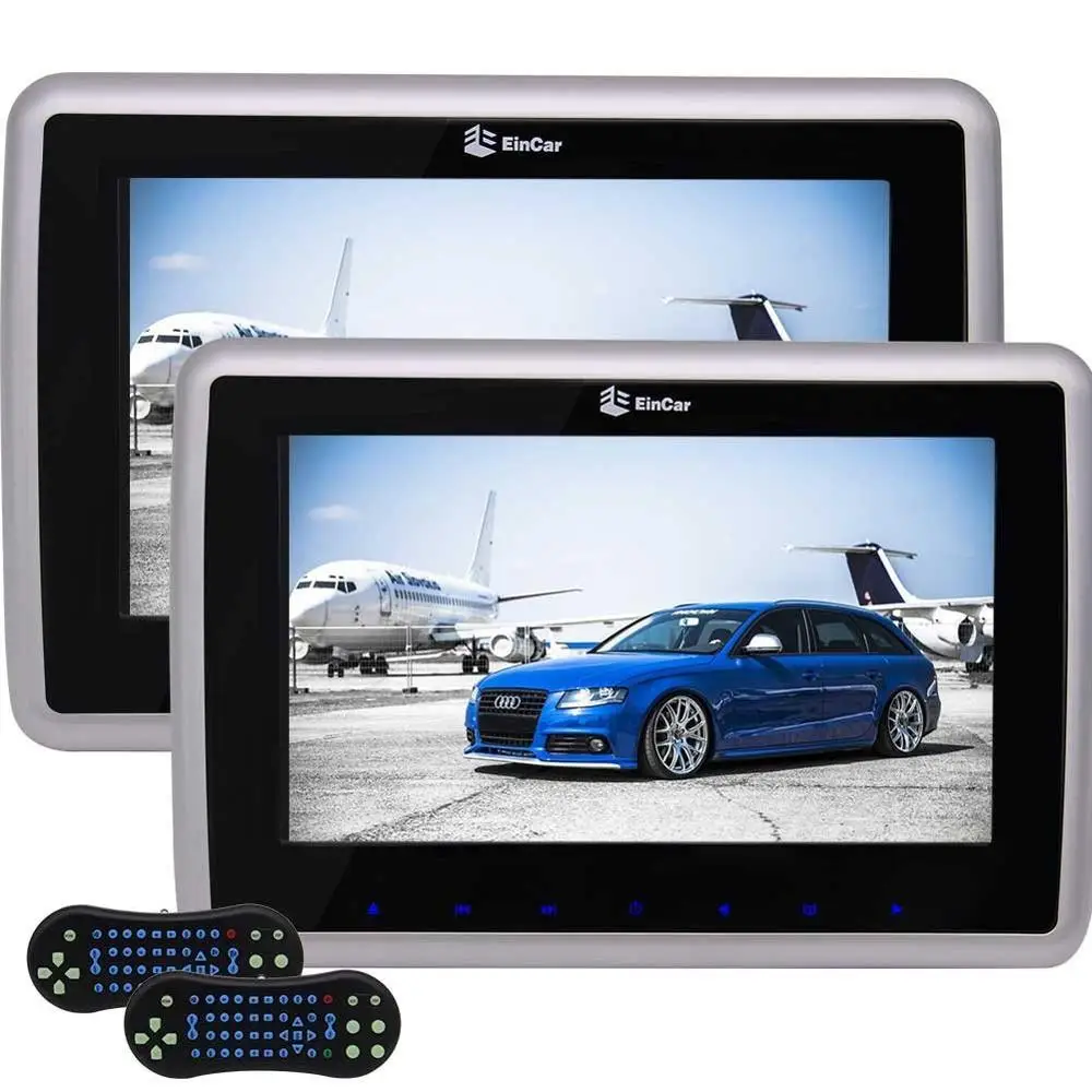 

9''Tablet Style Car Headrest DVD Player x2 Touch Button Pair Car Monitor Built-in Speaker FM Transmitter HDMI Input 32 Bits Game