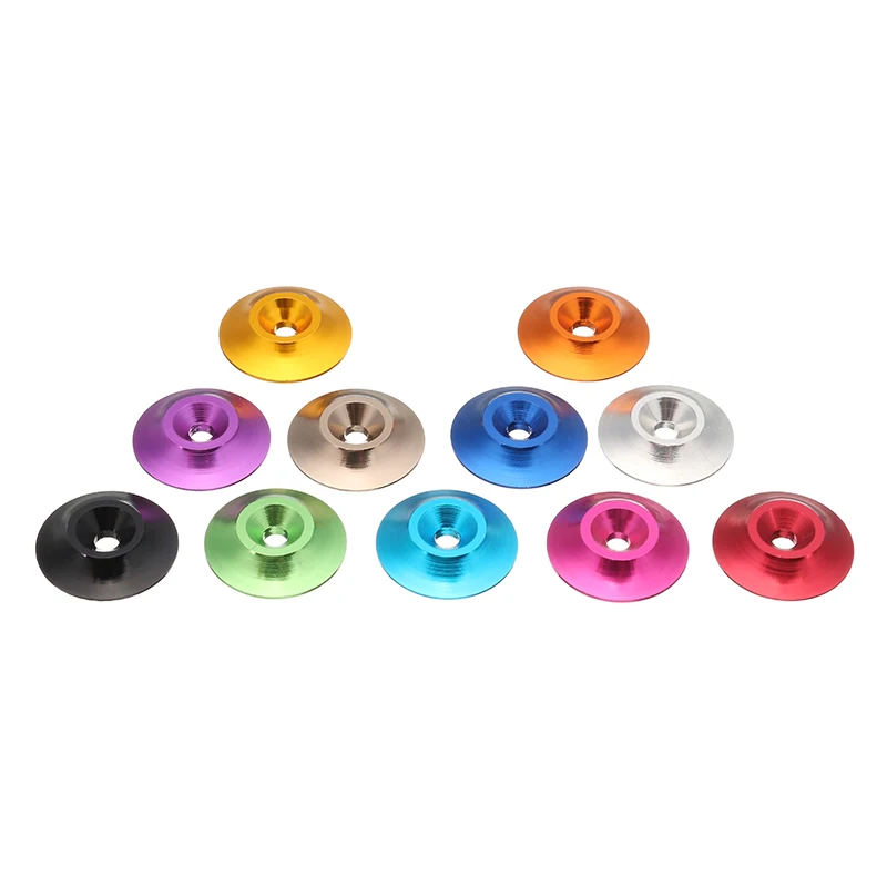 

SULEVE New 10cs/Set M3AN4 M3 Aluminum Alloy Countersunk Conical Grommet Gasket Washer Spacer Anodize Multi-color Colorful Pink