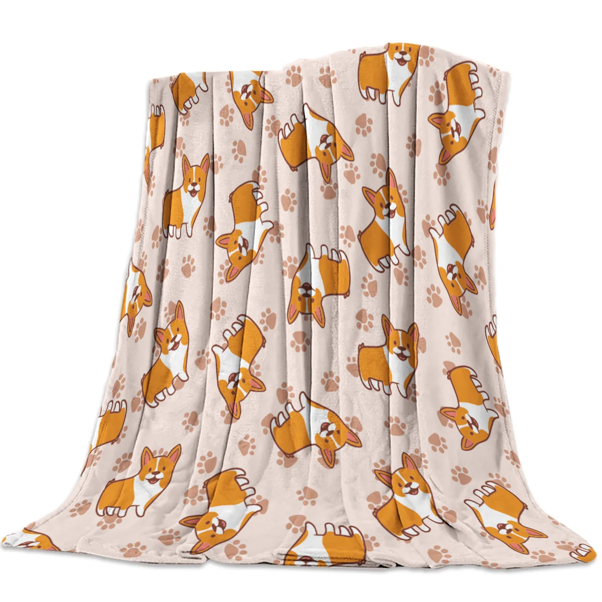 

Corgi Dog Throw Blanket Cartoon Style Dramatic Gesture Warm Microfiber Blanket