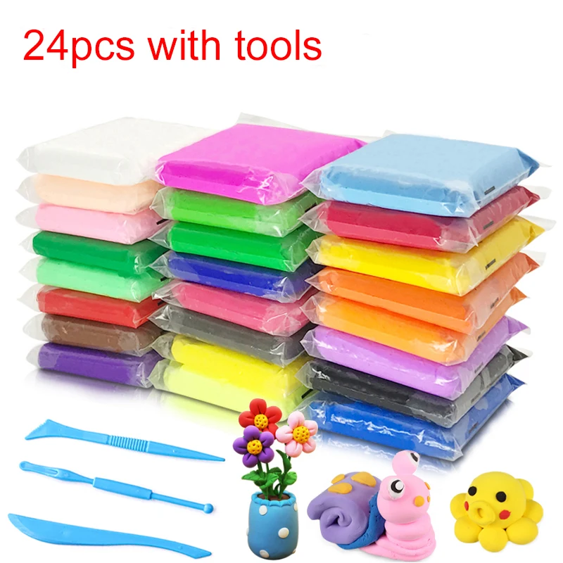 

24pcs/lot Playdough Baby Care Air Drying Handprint Footprint Imprimt Kid Casting DIY Tool Soft Plasticine Toy Polymer Clay