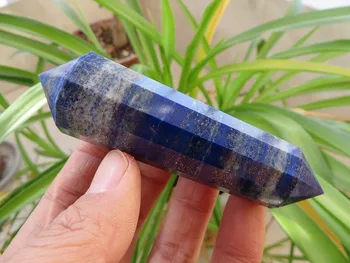 

3.75"BLUE LAPIS LAZULI 12 SIDED CRYSTAL QUARTZ VOGEL WAND POINT 95g
