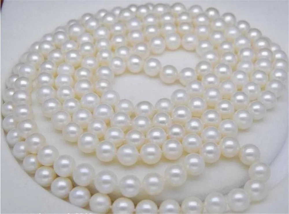 

FREE SHIPPING48 INCH AAA 9-10MM WHITE SOUTH SEA Round PEARL NECKLACE CBB08