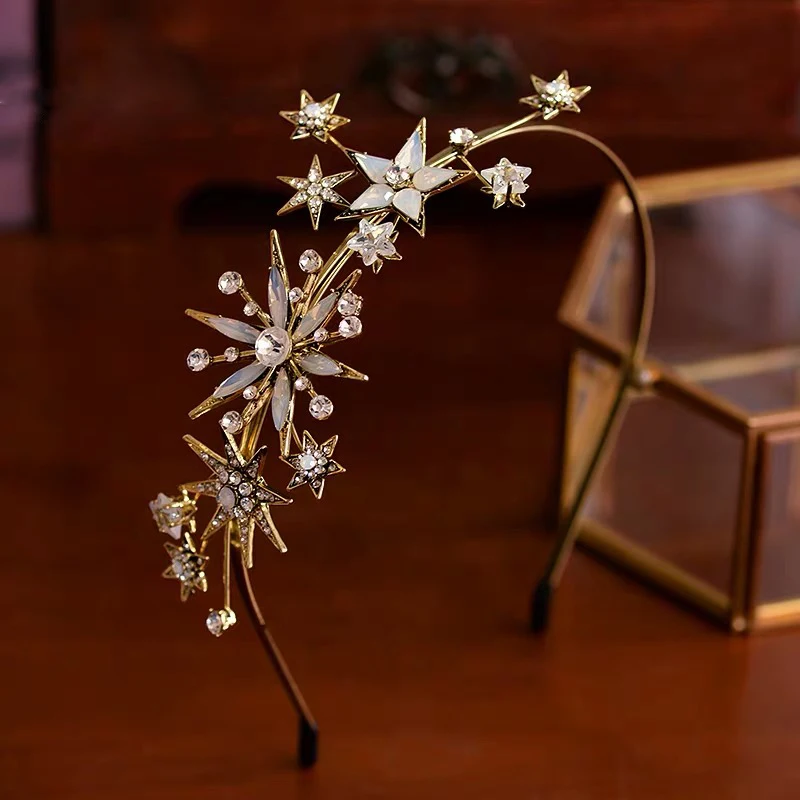 Европейский барокко Стразы Обруч со звездой Европейский ободок для волос диадема, аксессуар для волос